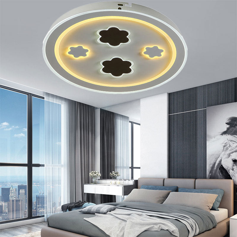 Round LED Flush Mount Light Art Acrylic Ceiling Lamp in White Finish for Adult Bedroom White Flower Clearhalo 'Ceiling Lights' 'Close To Ceiling Lights' 'Close to ceiling' 'Flush mount' Lighting' 194316