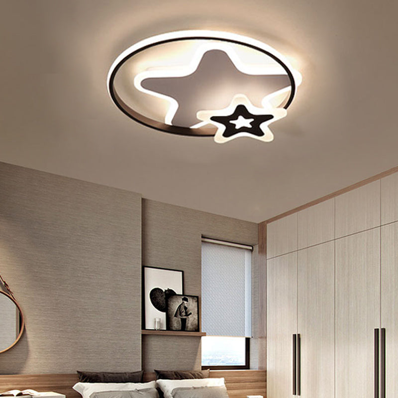 Romantic White Ceiling Light Star Shaped Acrylic LED Flush Mount Light for Adult Kid Bedroom White Warm Clearhalo 'Ceiling Lights' 'Close To Ceiling Lights' 'Close to ceiling' 'Flush mount' Lighting' 194376