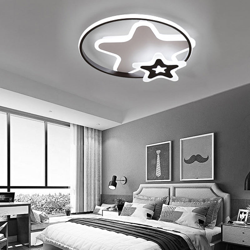 Romantic White Ceiling Light Star Shaped Acrylic LED Flush Mount Light for Adult Kid Bedroom White White Clearhalo 'Ceiling Lights' 'Close To Ceiling Lights' 'Close to ceiling' 'Flush mount' Lighting' 194377