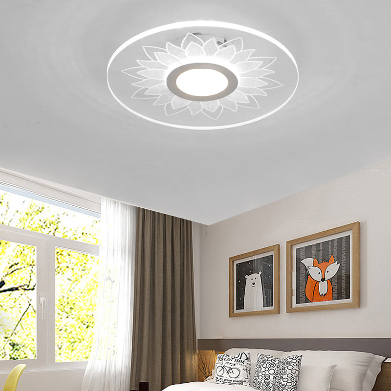 Acrylic Flower Flush Ceiling Light Kid Bedroom Cartoon LED Ceiling Lamp in White Clearhalo 'Ceiling Lights' 'Close To Ceiling Lights' 'Close to ceiling' 'Flush mount' Lighting' 194393