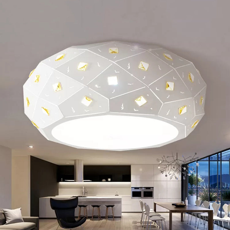 Modern White LED Flush Ceiling Light Drum Shape Acrylic Ceiling Lamp with Crystal for Corridor Clearhalo 'Ceiling Lights' 'Close To Ceiling Lights' 'Close to ceiling' 'Flush mount' Lighting' 194453