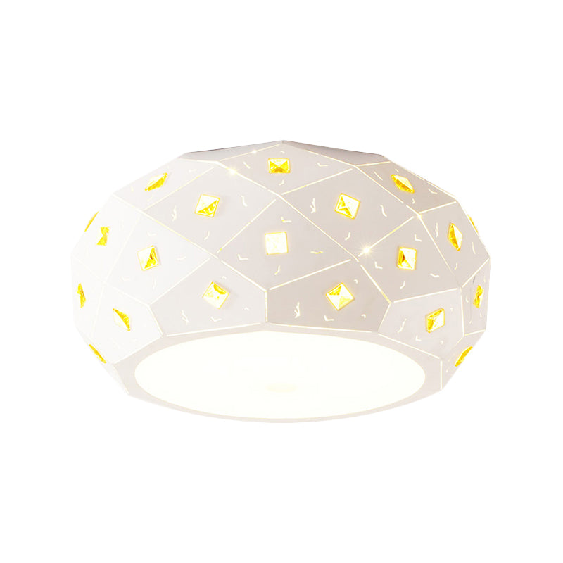 Modern White LED Flush Ceiling Light Drum Shape Acrylic Ceiling Lamp with Crystal for Corridor Clearhalo 'Ceiling Lights' 'Close To Ceiling Lights' 'Close to ceiling' 'Flush mount' Lighting' 194454