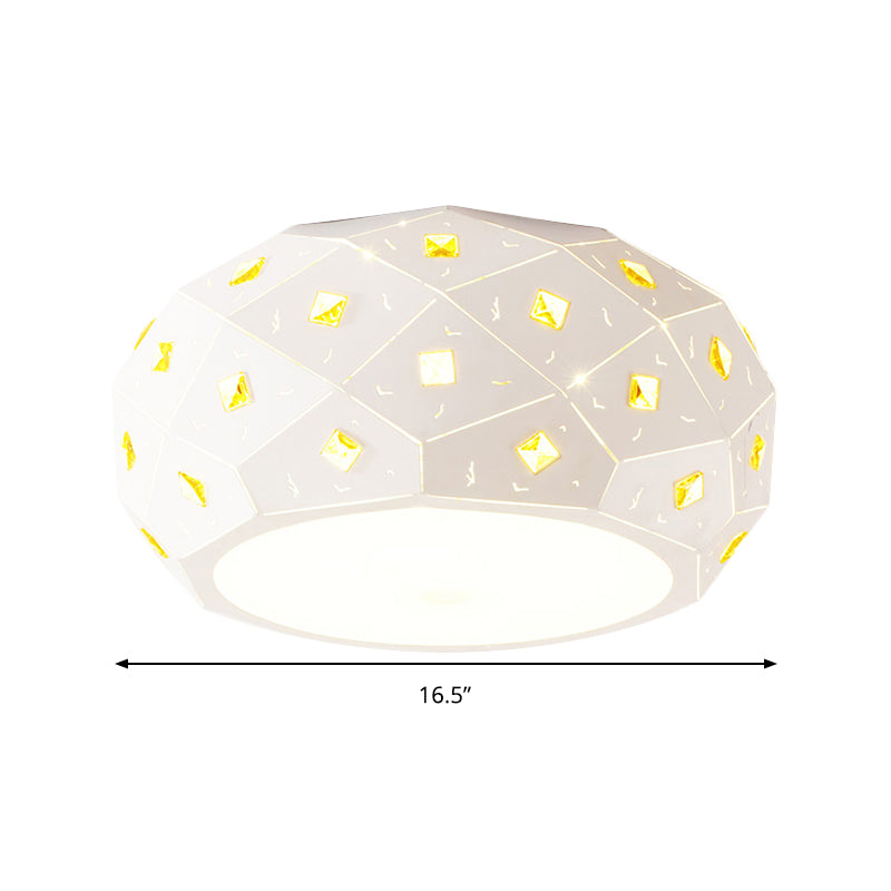 Modern White LED Flush Ceiling Light Drum Shape Acrylic Ceiling Lamp with Crystal for Corridor Clearhalo 'Ceiling Lights' 'Close To Ceiling Lights' 'Close to ceiling' 'Flush mount' Lighting' 194455