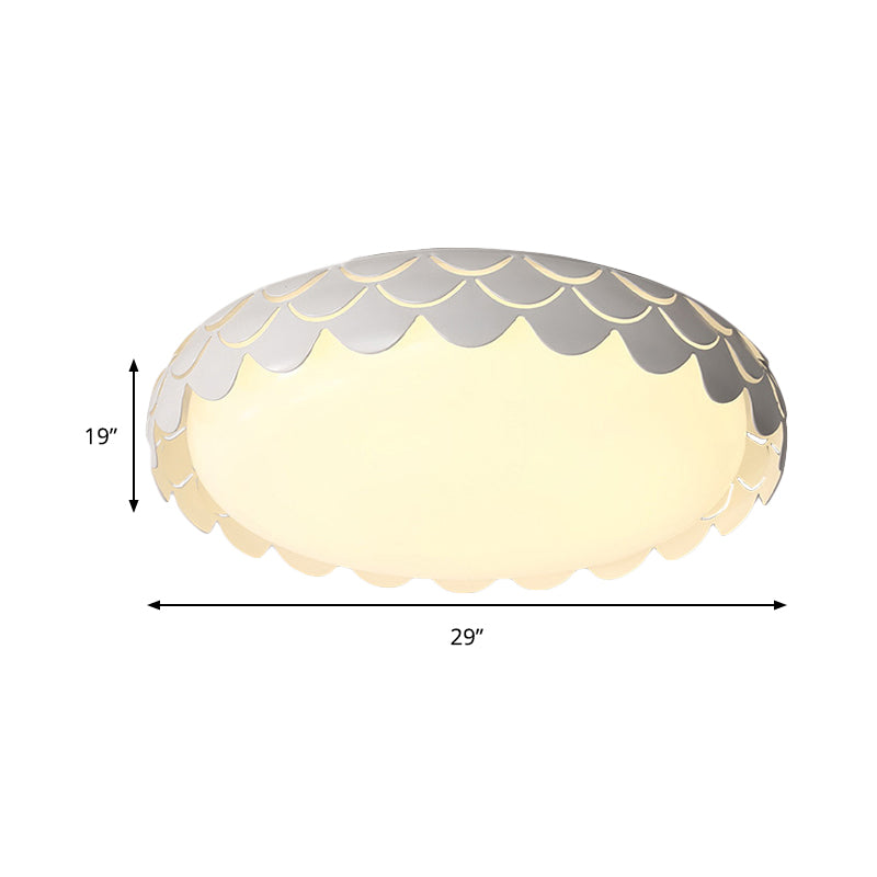 Modern Circle Flush Mount Light with Fish Scale Metal White LED Ceiling Lamp for Dining Room Clearhalo 'Ceiling Lights' 'Close To Ceiling Lights' 'Close to ceiling' 'Flush mount' Lighting' 194462