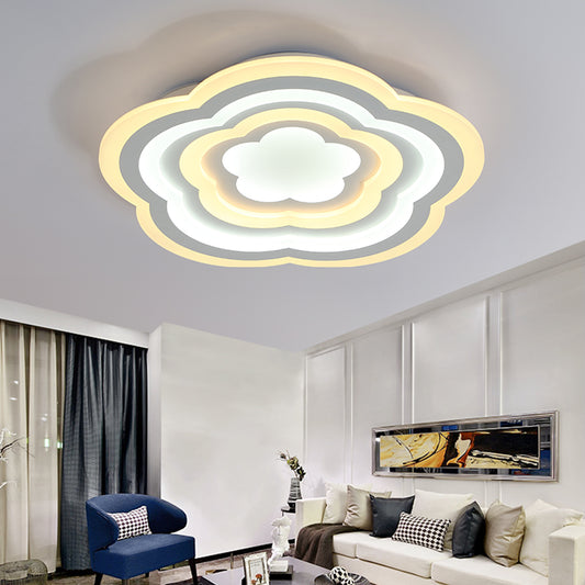 Acrylic Floral LED Ceiling Mount Light Contemporary Ceiling Lamp in White for Baby Room White Clearhalo 'Ceiling Lights' 'Close To Ceiling Lights' 'Close to ceiling' 'Flush mount' Lighting' 194473