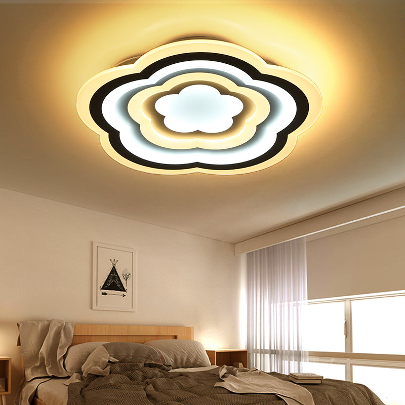 Acrylic Floral LED Ceiling Mount Light Contemporary Ceiling Lamp in White for Baby Room Clearhalo 'Ceiling Lights' 'Close To Ceiling Lights' 'Close to ceiling' 'Flush mount' Lighting' 194474