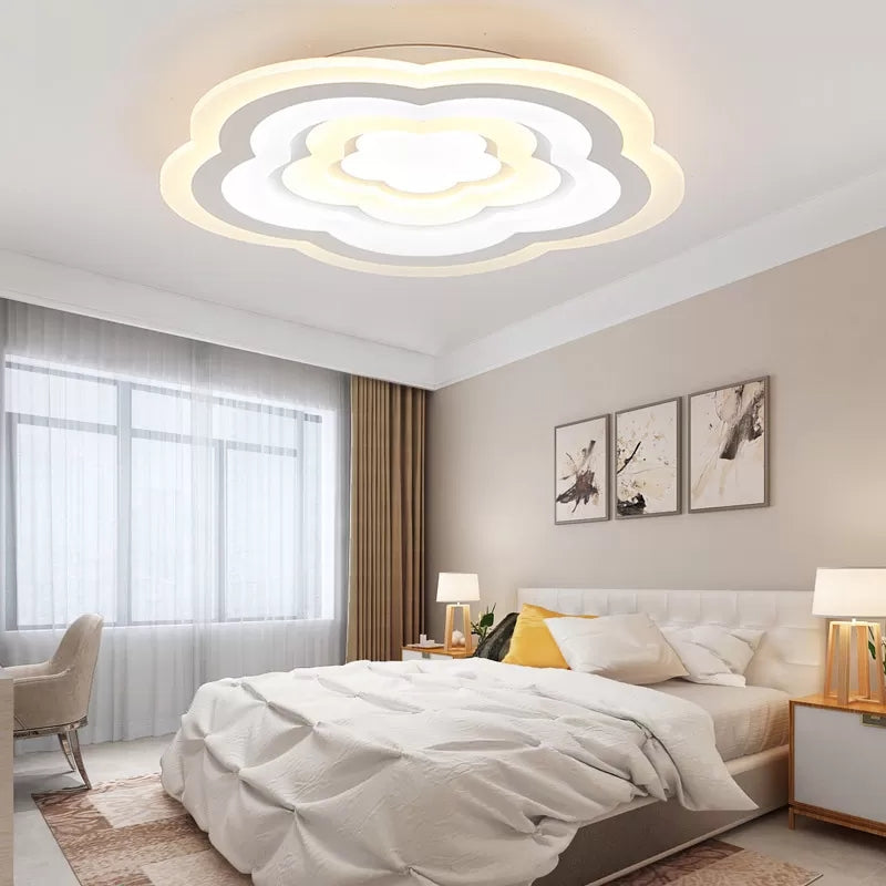 Acrylic Floral LED Ceiling Mount Light Contemporary Ceiling Lamp in White for Baby Room Clearhalo 'Ceiling Lights' 'Close To Ceiling Lights' 'Close to ceiling' 'Flush mount' Lighting' 194475