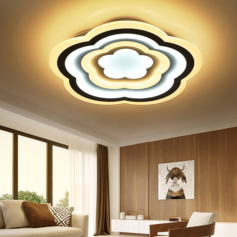 Acrylic Floral LED Ceiling Mount Light Contemporary Ceiling Lamp in White for Baby Room Clearhalo 'Ceiling Lights' 'Close To Ceiling Lights' 'Close to ceiling' 'Flush mount' Lighting' 194477