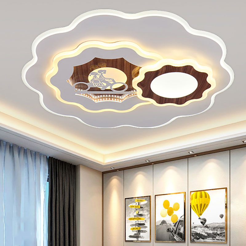 Acrylic Blossom Ceiling Mount Light Romantic Flush Light in White for Adult Bedroom Clearhalo 'Ceiling Lights' 'Close To Ceiling Lights' 'Close to ceiling' 'Flush mount' Lighting' 194493