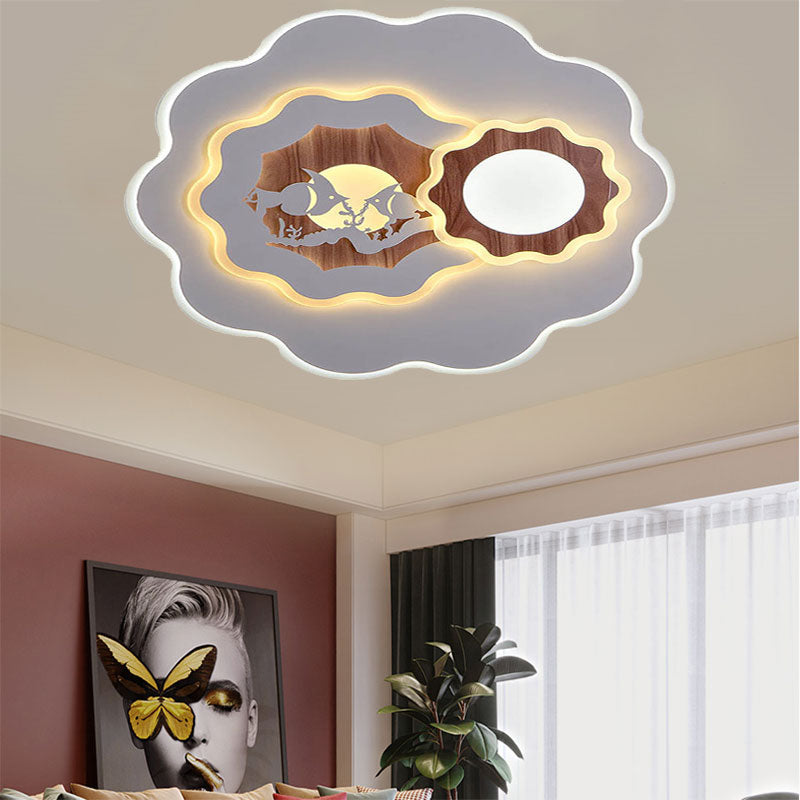 Acrylic Blossom Ceiling Mount Light Romantic Flush Light in White for Adult Bedroom White D Clearhalo 'Ceiling Lights' 'Close To Ceiling Lights' 'Close to ceiling' 'Flush mount' Lighting' 194497