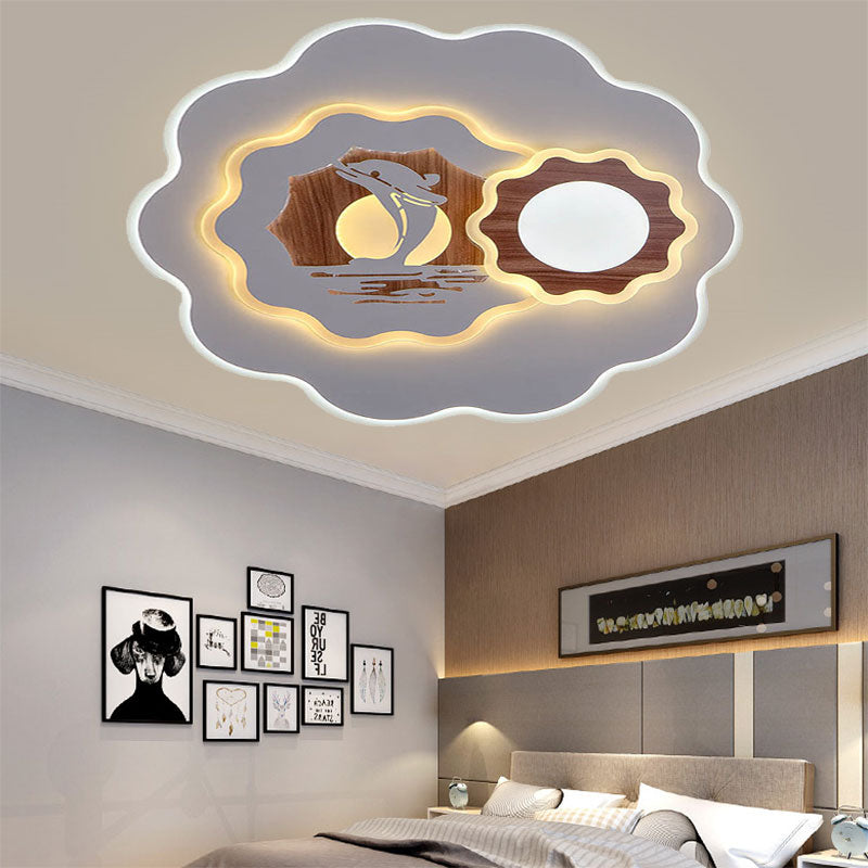 Acrylic Blossom Ceiling Mount Light Romantic Flush Light in White for Adult Bedroom White F Clearhalo 'Ceiling Lights' 'Close To Ceiling Lights' 'Close to ceiling' 'Flush mount' Lighting' 194506