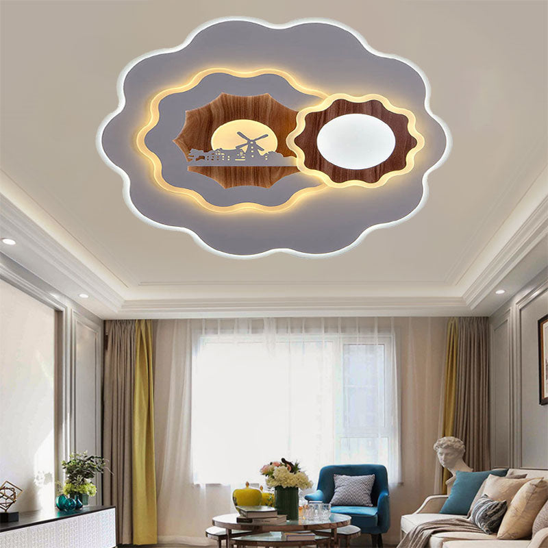 Acrylic Blossom Ceiling Mount Light Romantic Flush Light in White for Adult Bedroom White E Clearhalo 'Ceiling Lights' 'Close To Ceiling Lights' 'Close to ceiling' 'Flush mount' Lighting' 194509