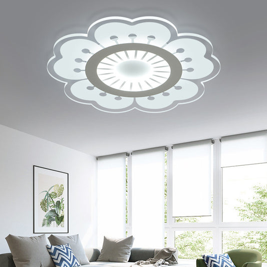 Acrylic Petal LED Ceiling Light Modern Pretty Flush Clear Mount Light for Girls Bedroom Clear 16.5" White Clearhalo 'Ceiling Lights' 'Close To Ceiling Lights' 'Close to ceiling' 'Flush mount' Lighting' 194536