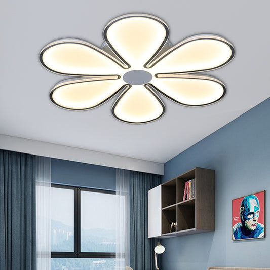 Flower Study Room Ceiling Mount Light Acrylic Creative LED Ceiling Lamp in White White Clearhalo 'Ceiling Lights' 'Close To Ceiling Lights' 'Close to ceiling' 'Flush mount' Lighting' 194547