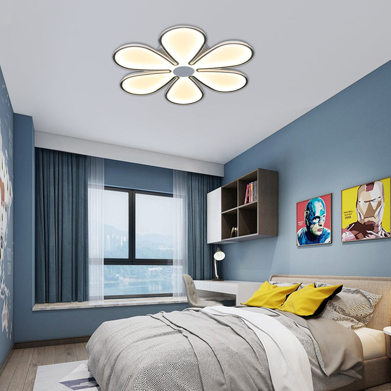 Flower Study Room Ceiling Mount Light Acrylic Creative LED Ceiling Lamp in White Clearhalo 'Ceiling Lights' 'Close To Ceiling Lights' 'Close to ceiling' 'Flush mount' Lighting' 194548