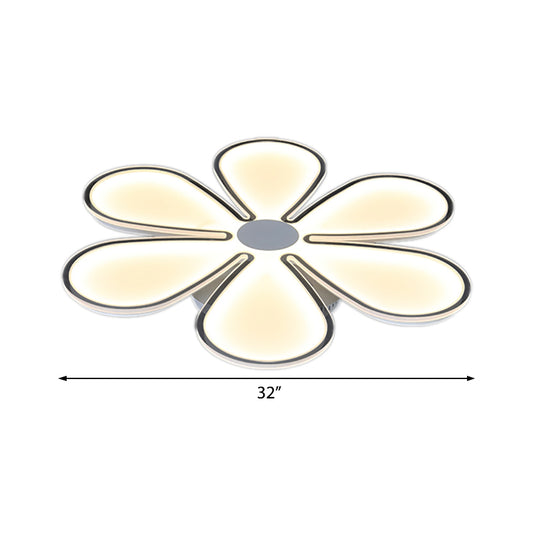 Flower Study Room Ceiling Mount Light Acrylic Creative LED Ceiling Lamp in White Clearhalo 'Ceiling Lights' 'Close To Ceiling Lights' 'Close to ceiling' 'Flush mount' Lighting' 194550