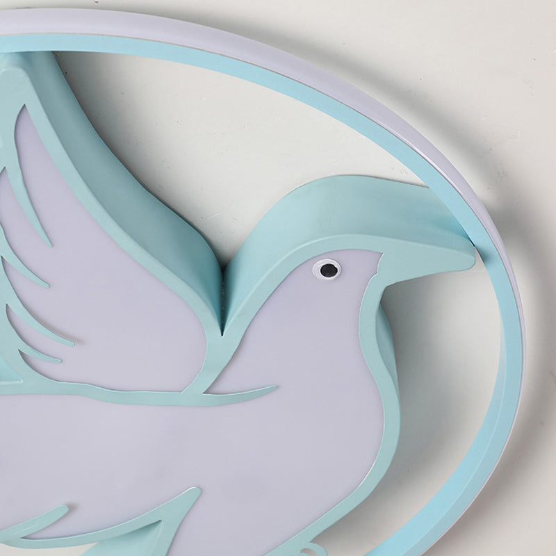 Acrylic Peace Pigeon Flush Ceiling Light with Ring Living Room Animal LED Ceiling Lamp Clearhalo 'Ceiling Lights' 'Close To Ceiling Lights' 'Close to ceiling' 'Flush mount' Lighting' 194566