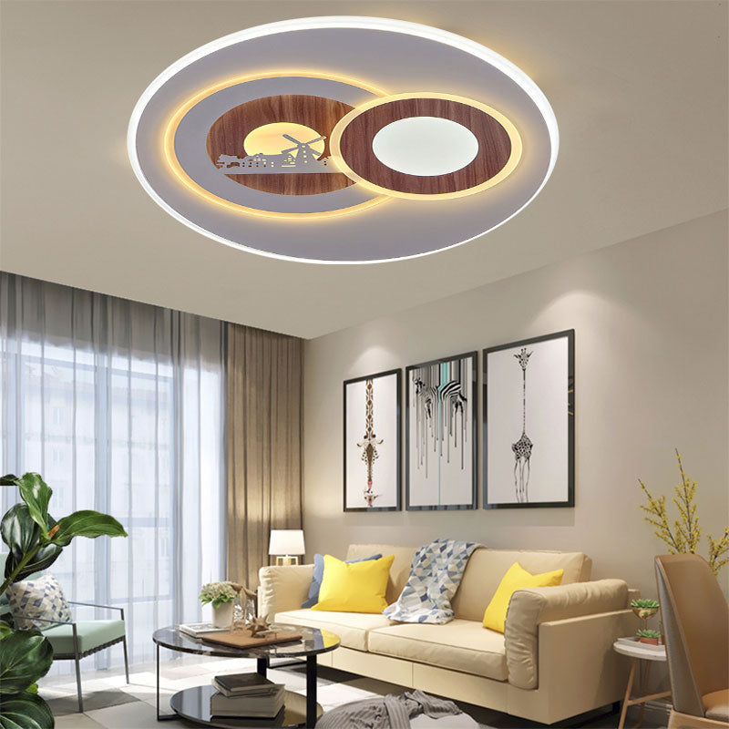 Acrylic Ring Flush Mount Light Contemporary LED Ceiling Lamp in White for Corridor White E Clearhalo 'Ceiling Lights' 'Close To Ceiling Lights' 'Close to ceiling' 'Flush mount' Lighting' 194575