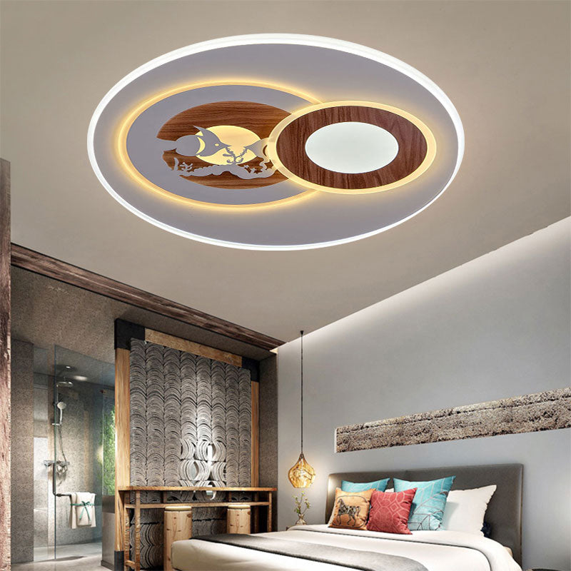 Acrylic Ring Flush Mount Light Contemporary LED Ceiling Lamp in White for Corridor White D Clearhalo 'Ceiling Lights' 'Close To Ceiling Lights' 'Close to ceiling' 'Flush mount' Lighting' 194584