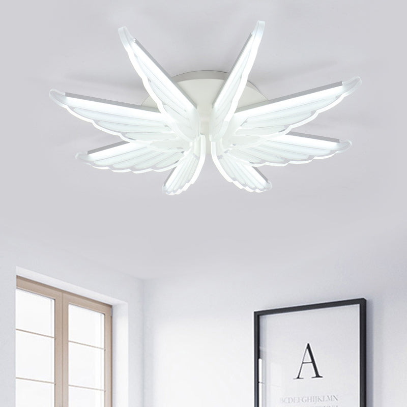 Acrylic Wing Shape Flush Ceiling Light Baby Room Romantic LED Ceiling Lamp in White White Clearhalo 'Ceiling Lights' 'Close To Ceiling Lights' 'Close to ceiling' 'Flush mount' Lighting' 194659