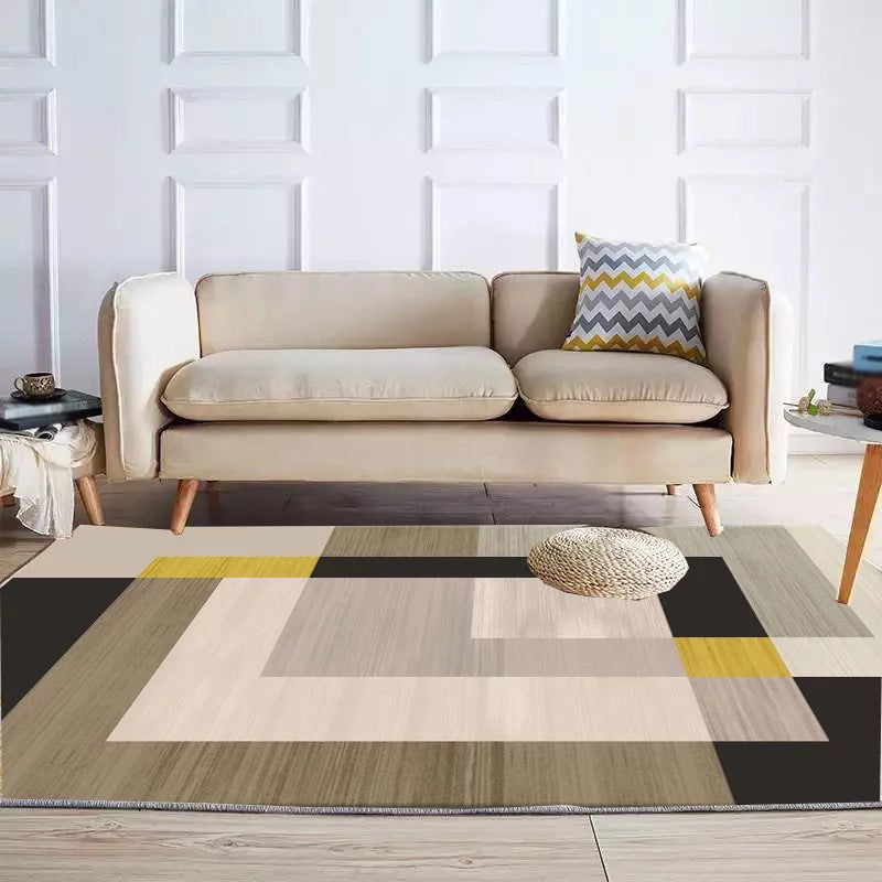 Black and Brown Modern Rug Polyester Colorblock Geometric Rug Washable Rectangle Rug for Living Room Brown Clearhalo 'Area Rug' 'Modern' 'Rugs' Rug' 1946592