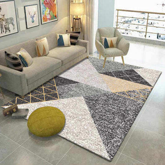 Grey and White Modern Rug Polyester Geometric Colorblock Rug Washable Rectangle Rug for Living Room Gray-Pink Clearhalo 'Area Rug' 'Modern' 'Rugs' Rug' 1946598