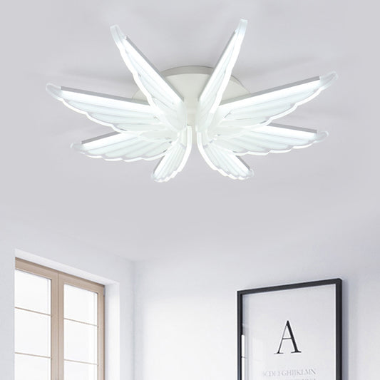 Acrylic Wing Shape Flush Ceiling Light Baby Room Romantic LED Ceiling Lamp in White White Clearhalo 'Ceiling Lights' 'Close To Ceiling Lights' 'Close to ceiling' 'Flush mount' Lighting' 194659