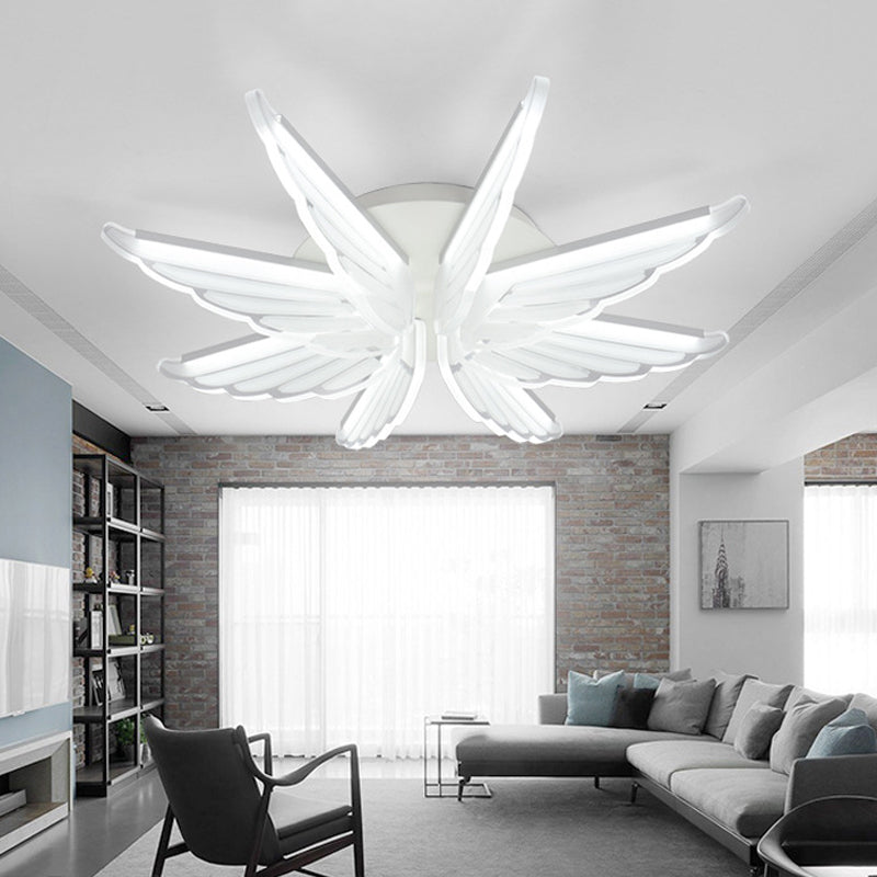 Acrylic Wing Shape Flush Ceiling Light Baby Room Romantic LED Ceiling Lamp in White Clearhalo 'Ceiling Lights' 'Close To Ceiling Lights' 'Close to ceiling' 'Flush mount' Lighting' 194660