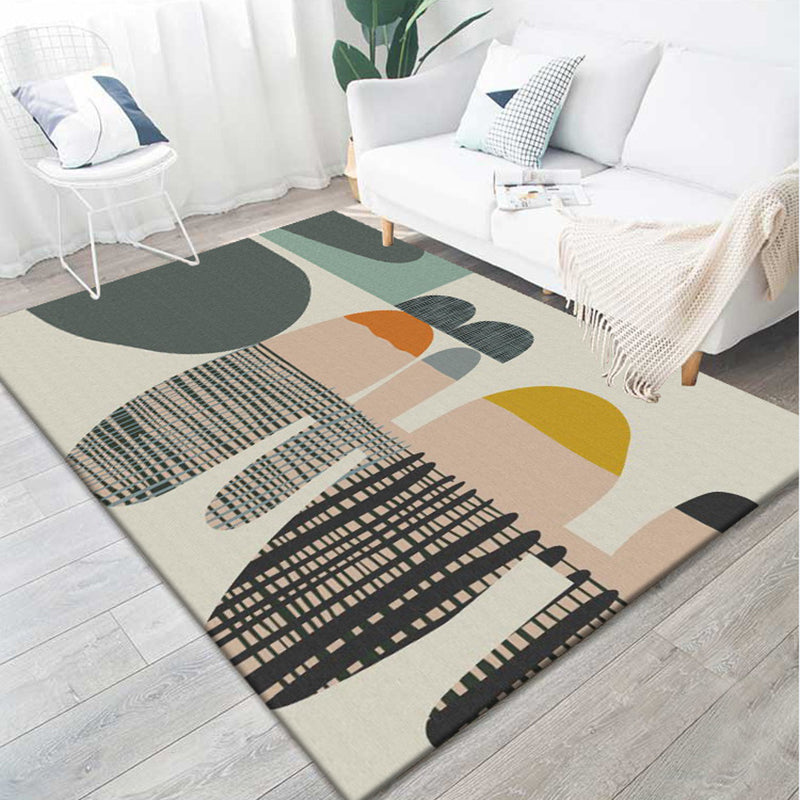 Novelty Stripe Colorblock Print Rug in Ivory Polyester Carpet Washable Area Rug for Home Decoration Light Army Green Clearhalo 'Area Rug' 'Rug' 1946627