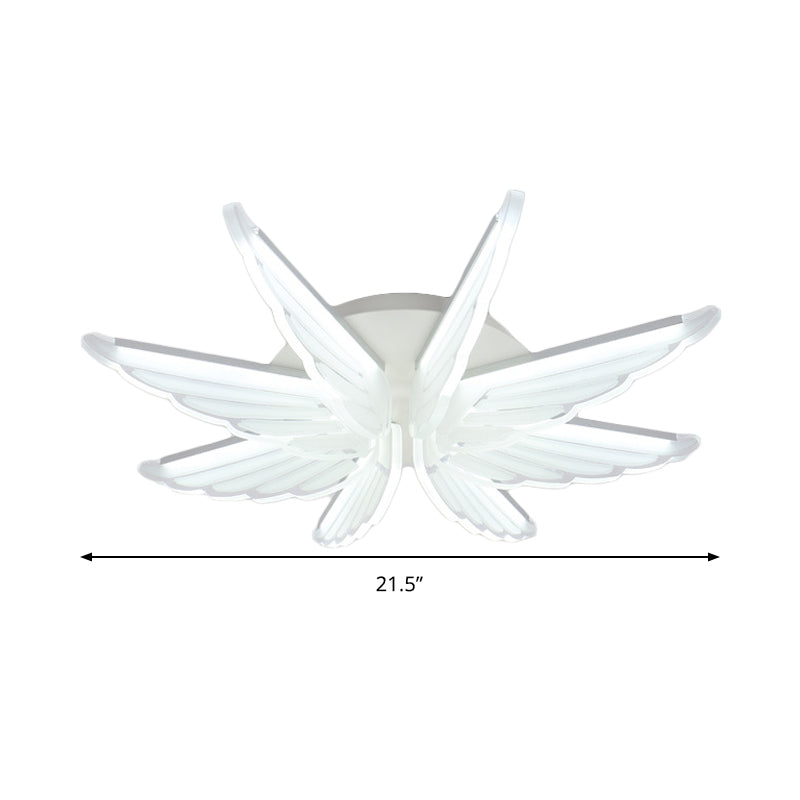 Acrylic Wing Shape Flush Ceiling Light Baby Room Romantic LED Ceiling Lamp in White Clearhalo 'Ceiling Lights' 'Close To Ceiling Lights' 'Close to ceiling' 'Flush mount' Lighting' 194663