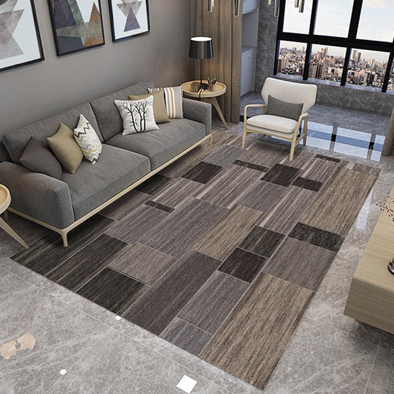 Brown Novelty Rug Polyester Colorblock Stripe Pattern Rug Washable Carpet for Bedroom Dark Brown Clearhalo 'Area Rug' 'Rug' 1946692