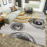 Vintage Concentric Circles Rug Grey and Golden Casual Rug Polyester Washable Area Rug for Living Room Grey Clearhalo 'Area Rug' 'Modern' 'Rugs' Rug' 1946757