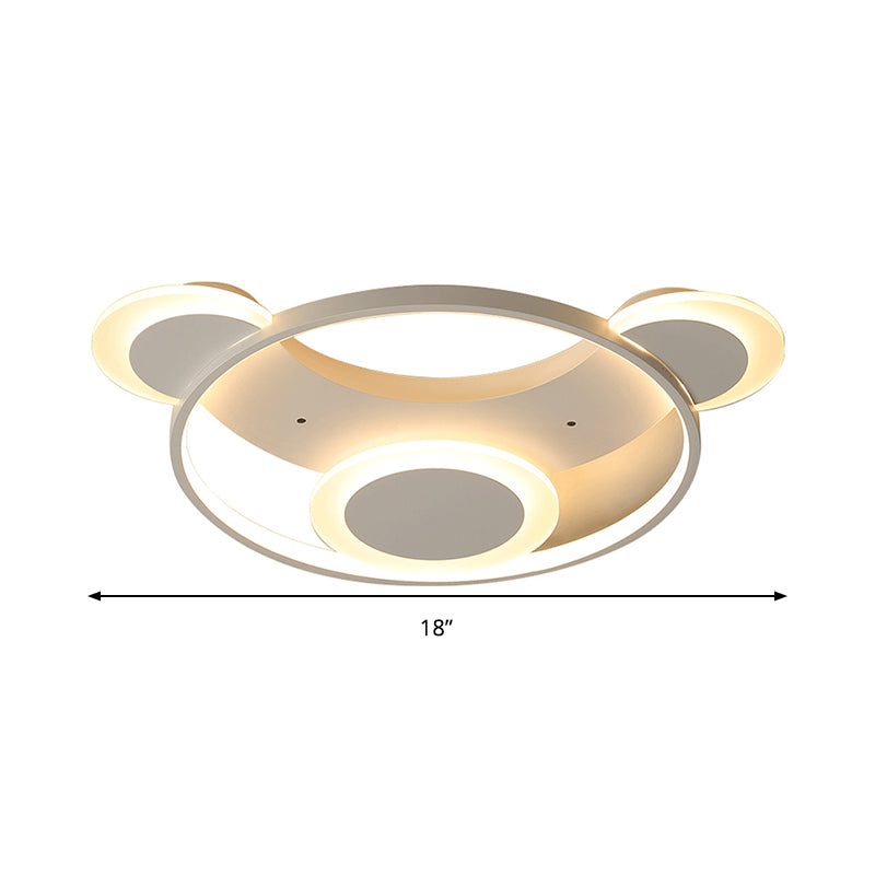 Bear Face Kindergarten Ceiling Mount Light Acrylic Animal Ceiling Lamp in White Clearhalo 'Ceiling Lights' 'Close To Ceiling Lights' 'Close to ceiling' 'Flush mount' Lighting' 194676