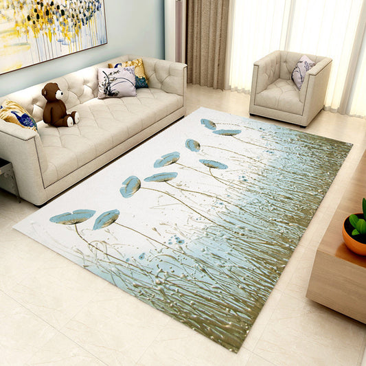 Light Green Modern Rug Polyester Botanical Pattern Rug Washable Carpet for Living Room Lake Green Clearhalo 'Area Rug' 'Modern' 'Rugs' Rug' 1946774