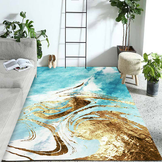 Creative Abstract Rug Blue Modern Rug Polyester Washable Non-Slip Backing Area Rug for Bedroom Blue B Clearhalo 'Area Rug' 'Modern' 'Rugs' Rug' 1946879