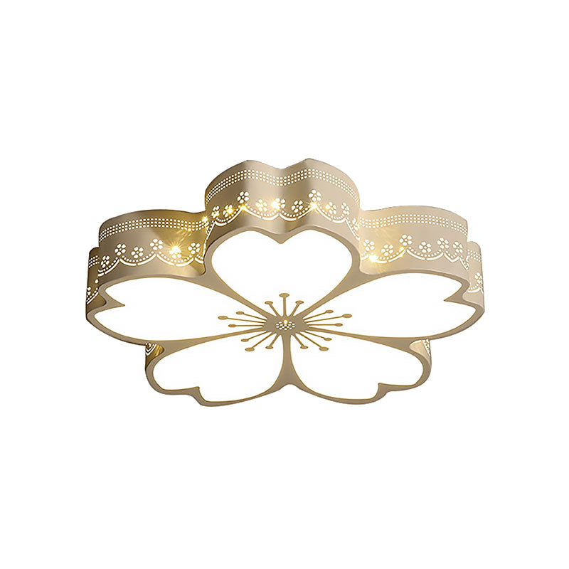 Kids White Flushmount Light Etched Petal Metal Ceiling Light for Child Bedroom Bathroom Clearhalo 'Ceiling Lights' 'Close To Ceiling Lights' 'Close to ceiling' 'Flush mount' Lighting' 194688