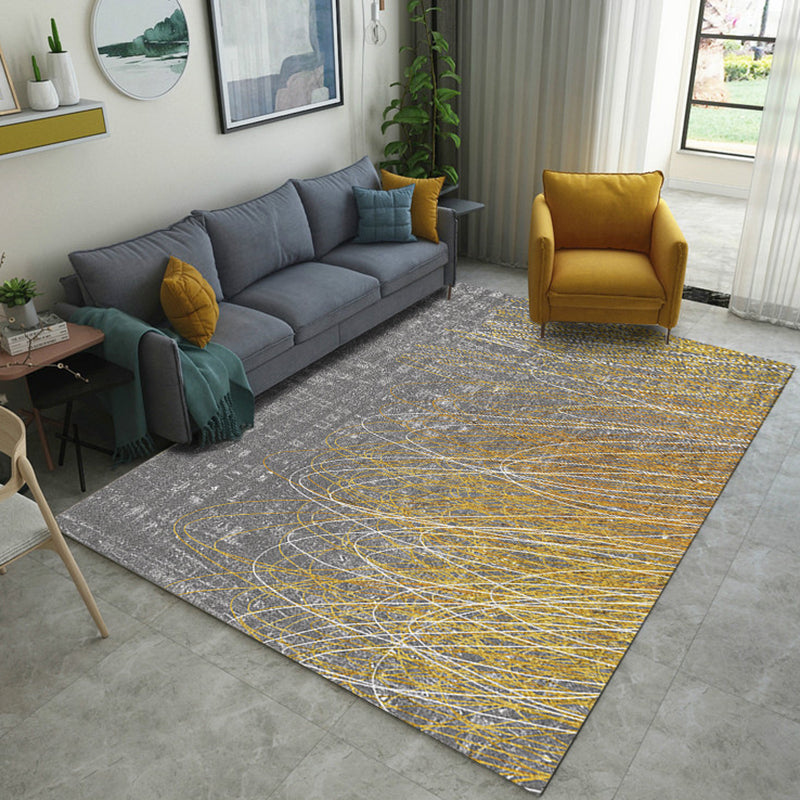 Modern Abstract Rug Golden and Gray Polyester Rug Washable Area Rug for Living Room Grey Clearhalo 'Area Rug' 'Modern' 'Rugs' Rug' 1946888