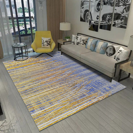 Modern Abstract Rug Golden and Gray Polyester Rug Washable Area Rug for Living Room Blue Clearhalo 'Area Rug' 'Modern' 'Rugs' Rug' 1946894