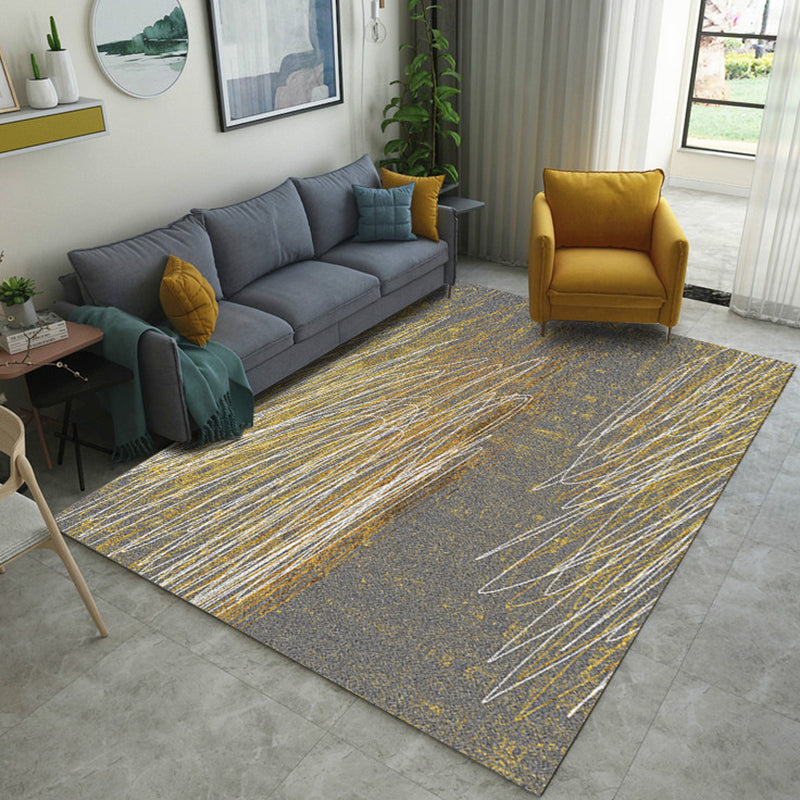 Grey Contemporary Rug Polyester Abstract Rug Washable Carpet for Living Room Grey Clearhalo 'Area Rug' 'Modern' 'Rugs' Rug' 1946895