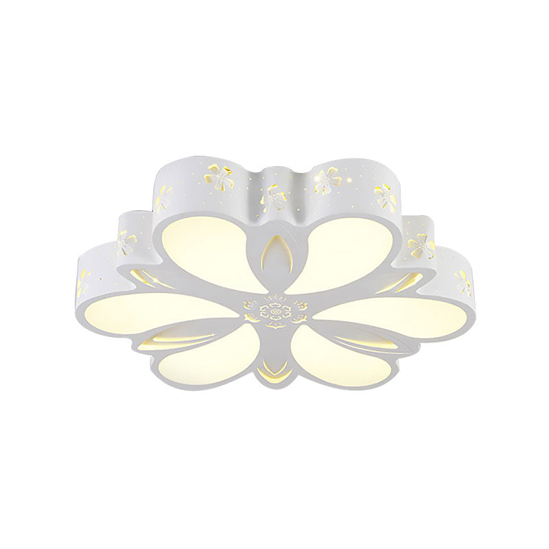 Kids White Flushmount Light Etched Petal Metal Ceiling Light for Child Bedroom Bathroom Clearhalo 'Ceiling Lights' 'Close To Ceiling Lights' 'Close to ceiling' 'Flush mount' Lighting' 194694