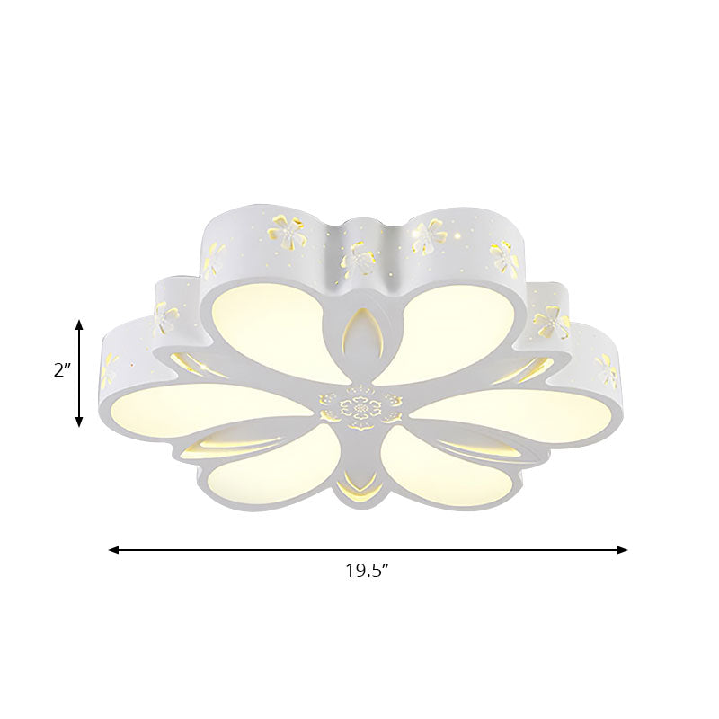 Kids White Flushmount Light Etched Petal Metal Ceiling Light for Child Bedroom Bathroom Clearhalo 'Ceiling Lights' 'Close To Ceiling Lights' 'Close to ceiling' 'Flush mount' Lighting' 194695