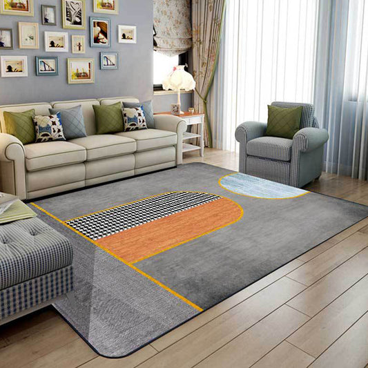 Contemporary Modern Rug in Brown Color Block Houndstooth Pattern Area Rug Polyester Washable Carpet for Bedroom Grey Clearhalo 'Area Rug' 'Modern' 'Rugs' Rug' 1947162