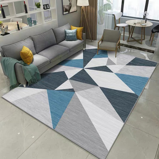 Minimalist Modern Rug in Ivory Color Block Triangle Pattern Rug Polyester Anti-Slip Washable Carpet for Home Decoration Blue Clearhalo 'Area Rug' 'Modern' 'Rugs' Rug' 1947193