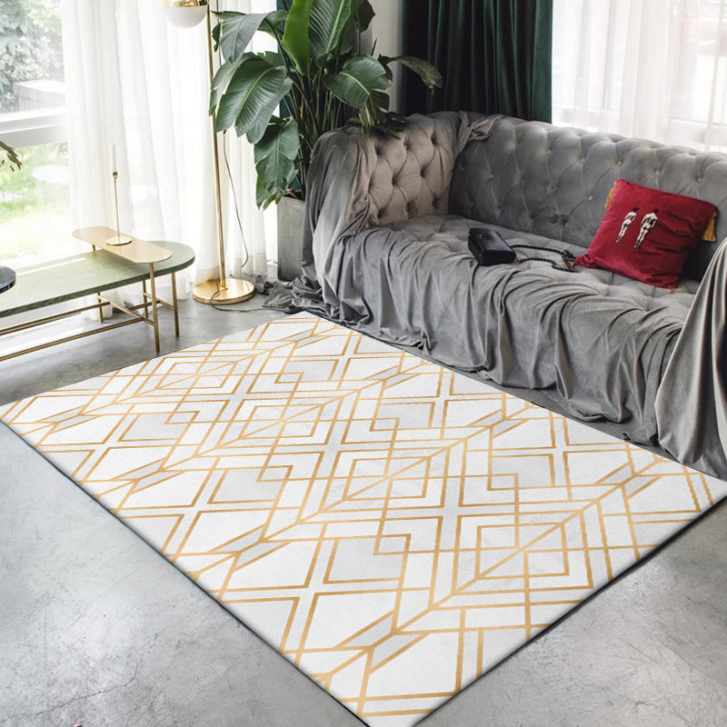 Modern Living Room Rug in White Geometric Square Print Rug Polyester Non-Slip Machine Washable Area Rug White Clearhalo 'Area Rug' 'Modern' 'Rugs' Rug' 1947215