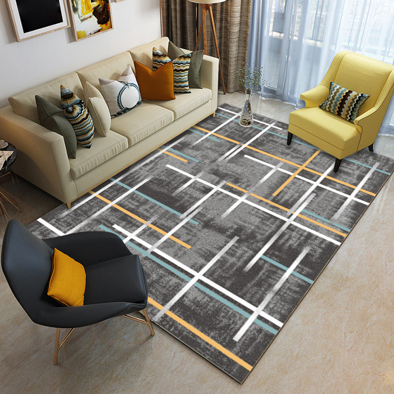 Modern Living Room Rug in Brown Abstract Colored Stripe Pattern Rug Polyester Washable Area Rug Dark Gray Clearhalo 'Area Rug' 'Modern' 'Rugs' Rug' 1947280