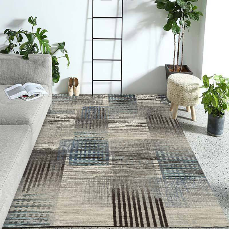 Minimalist Modern Rug in Brown Abstract Stripe Print Area Rug Polyester Washable Carpet for Living Room Brown Clearhalo 'Area Rug' 'Modern' 'Rugs' Rug' 1947293