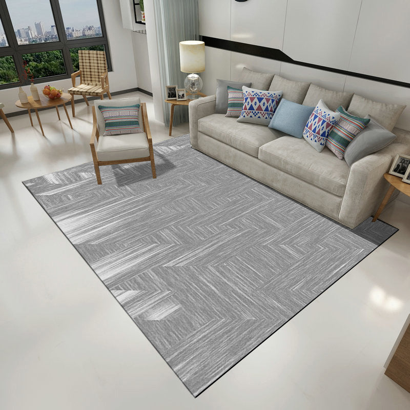 Modern Living Room Rug in Grey Abstract Stripe Pattern Rug Polyester Washable Carpet Grey Clearhalo 'Area Rug' 'Modern' 'Rugs' Rug' 1947306