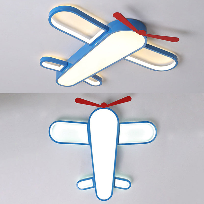 Cute Propeller Airplane Ceiling Light Acrylic Blue Finish LED Flush Mount Light for Baby Room Clearhalo 'Ceiling Lights' 'Close To Ceiling Lights' 'Close to ceiling' 'Flush mount' Lighting' 194736