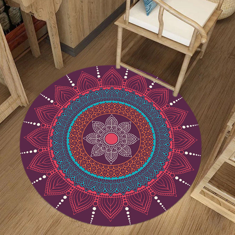 Moroccan Floral Print Rug Pink and Blue Flannel Rug Machine Washable Anti-Slip Area Rug for Bedroom Grape Clearhalo 'Area Rug' 'Moroccan' 'Rugs' Rug' 1947364
