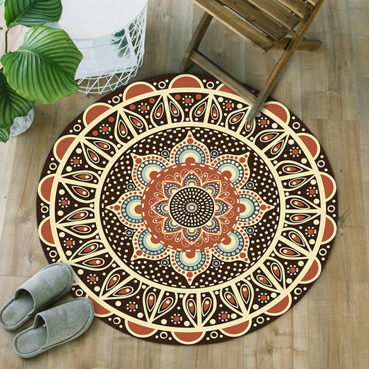 Unique Floral Pattern Rug Green and Red Mediterranean Rug Flannel Non-Slip Backing Washable Carpet for Living Room Red Clearhalo 'Area Rug' 'Moroccan' 'Rugs' Rug' 1947367